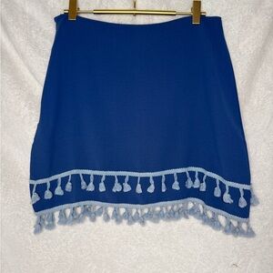 SHEIN Blue Mini Skirt with Tassel Trim